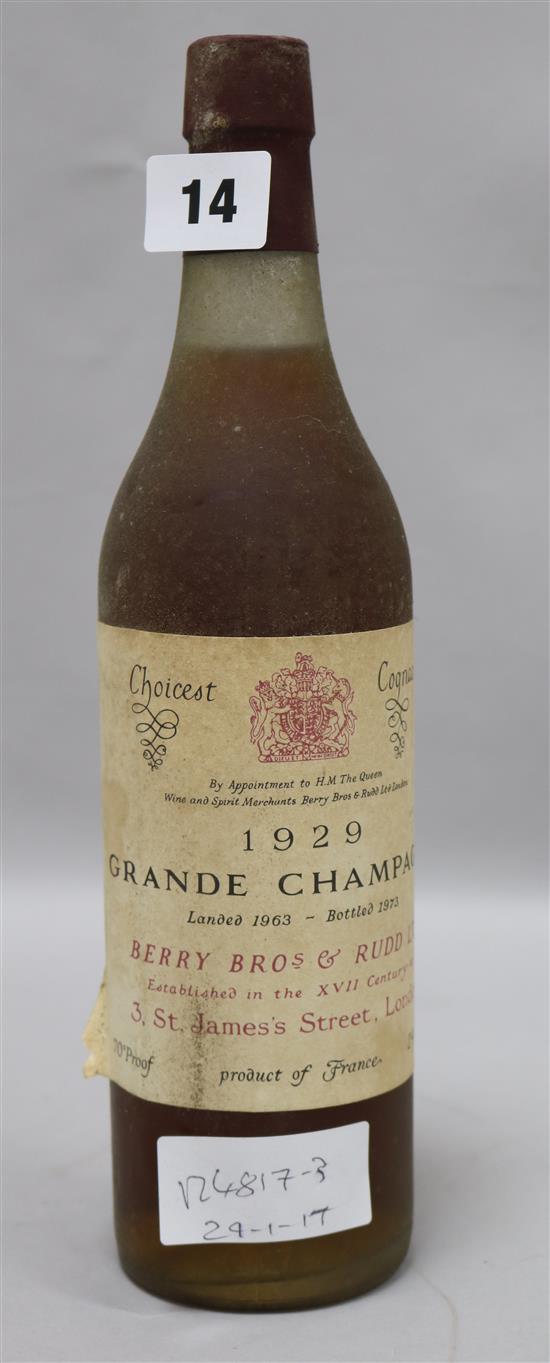 One bottle of 1929 Grande Champagne, Berry Bros & Rudd.
